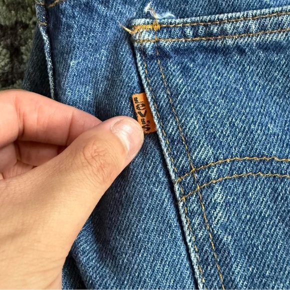 Vintage RARE Orange Tab Medium Wash Made in the USA Straight Leg Jeans Size 34 - Picture 4 of 7